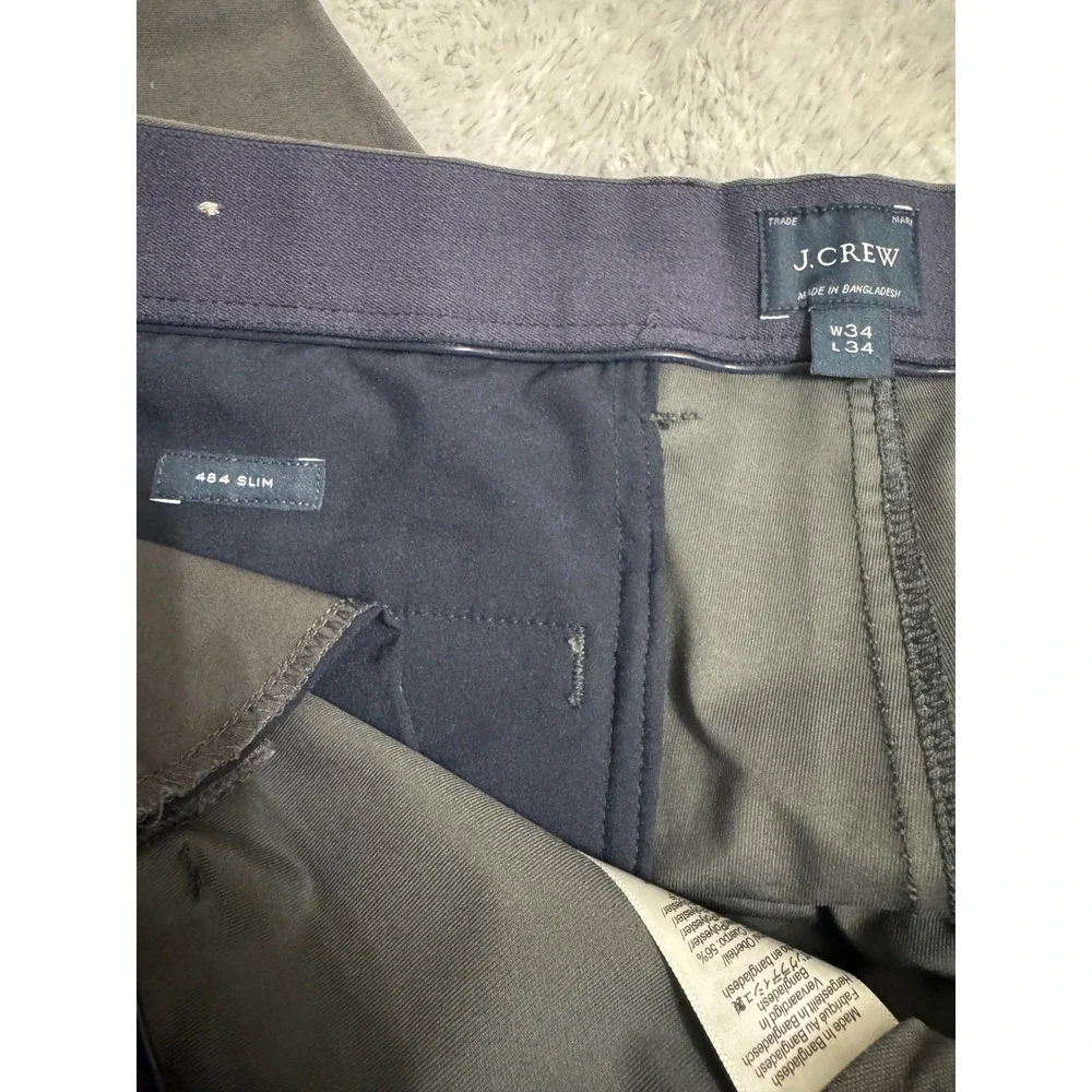 J.Crew 484 Slim Fit Chino Pants Mens 34x34 Charcoal Gray BU843